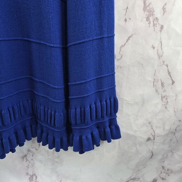 Maeve Dress Womens Large P Royal Blue Knit Ruffle Promenade Crochet - Picture 4 of 10